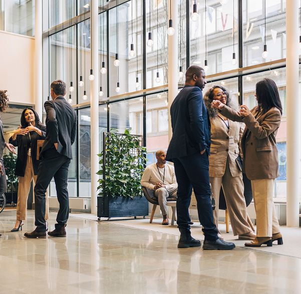 People standing at corporate event