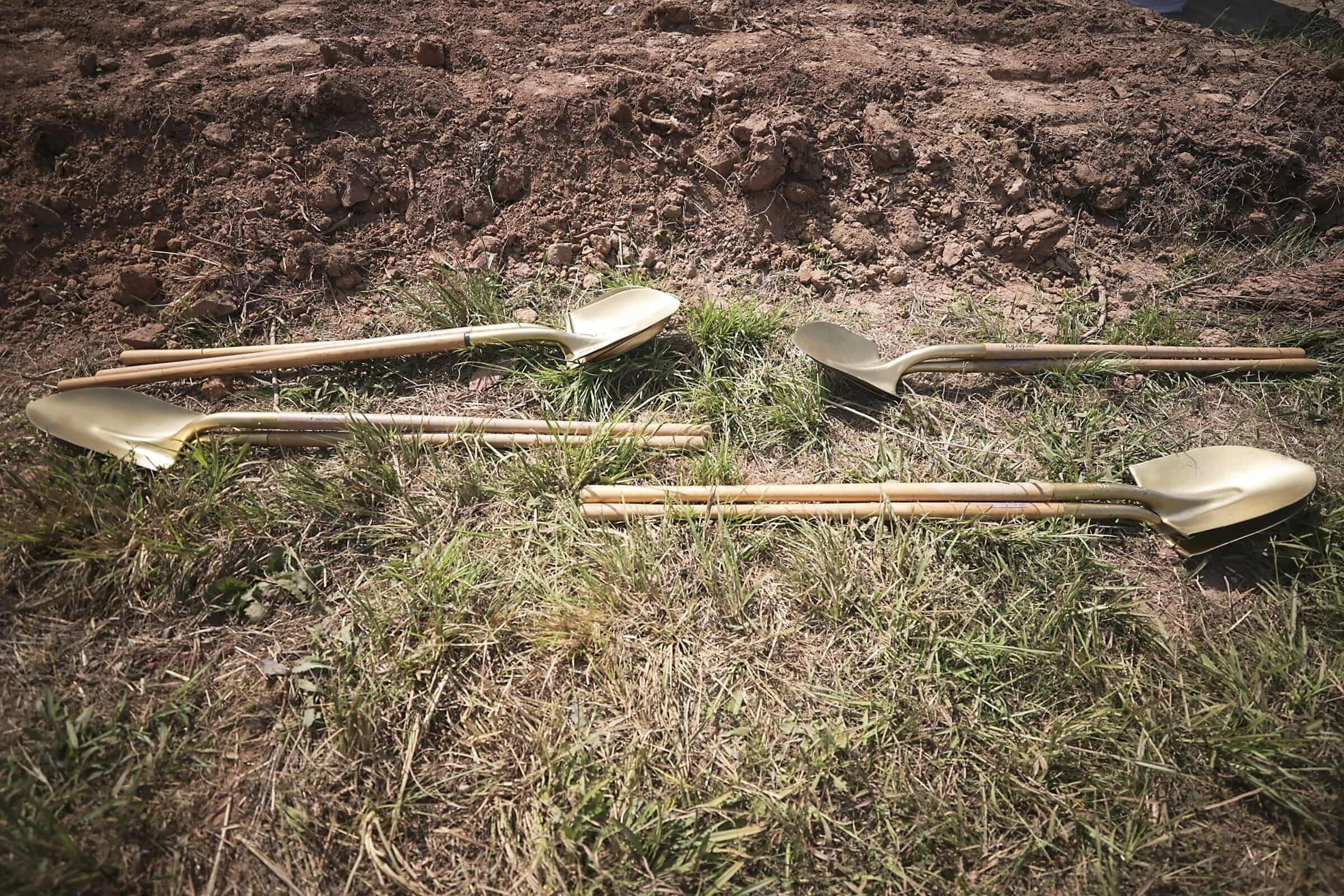 shovels at building site