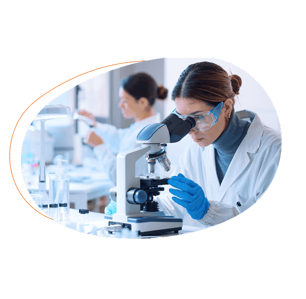 Woman at microscope